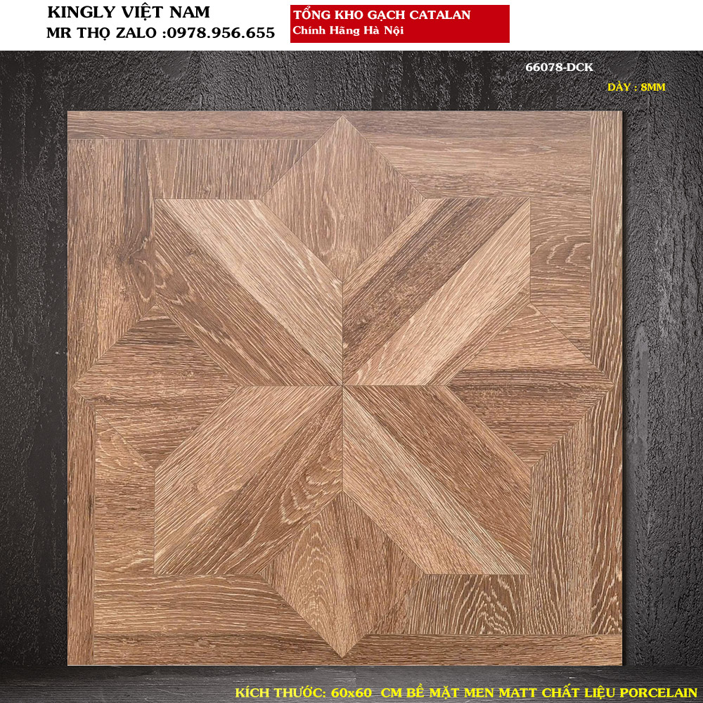Gạch giả gỗ lát nền 60x60 cm Catalan 66078 Loại 1